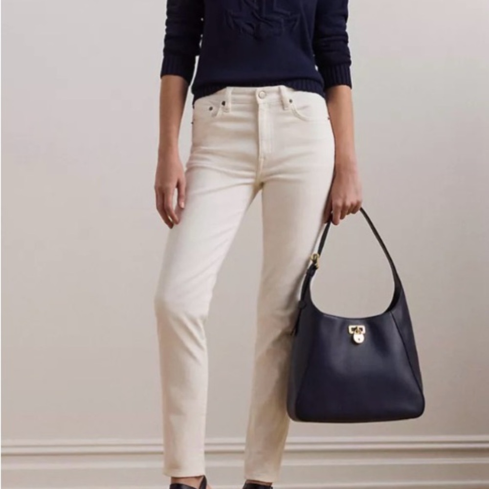 Ralph lauren NWT Thompson high rise skinny ankle jeans sz 27 white $198